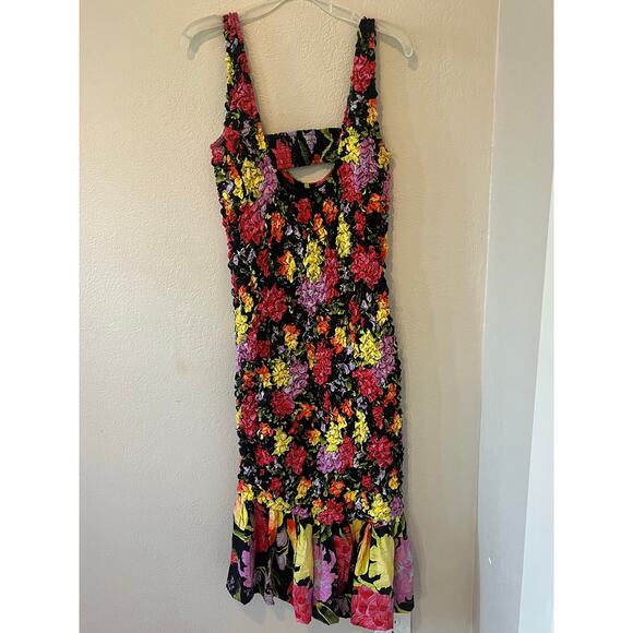 NWT Anthropologie x Yukiko Noritake Floral Square-Neck Pebble-Smocked Dress L/XL - Picture 2 of 8